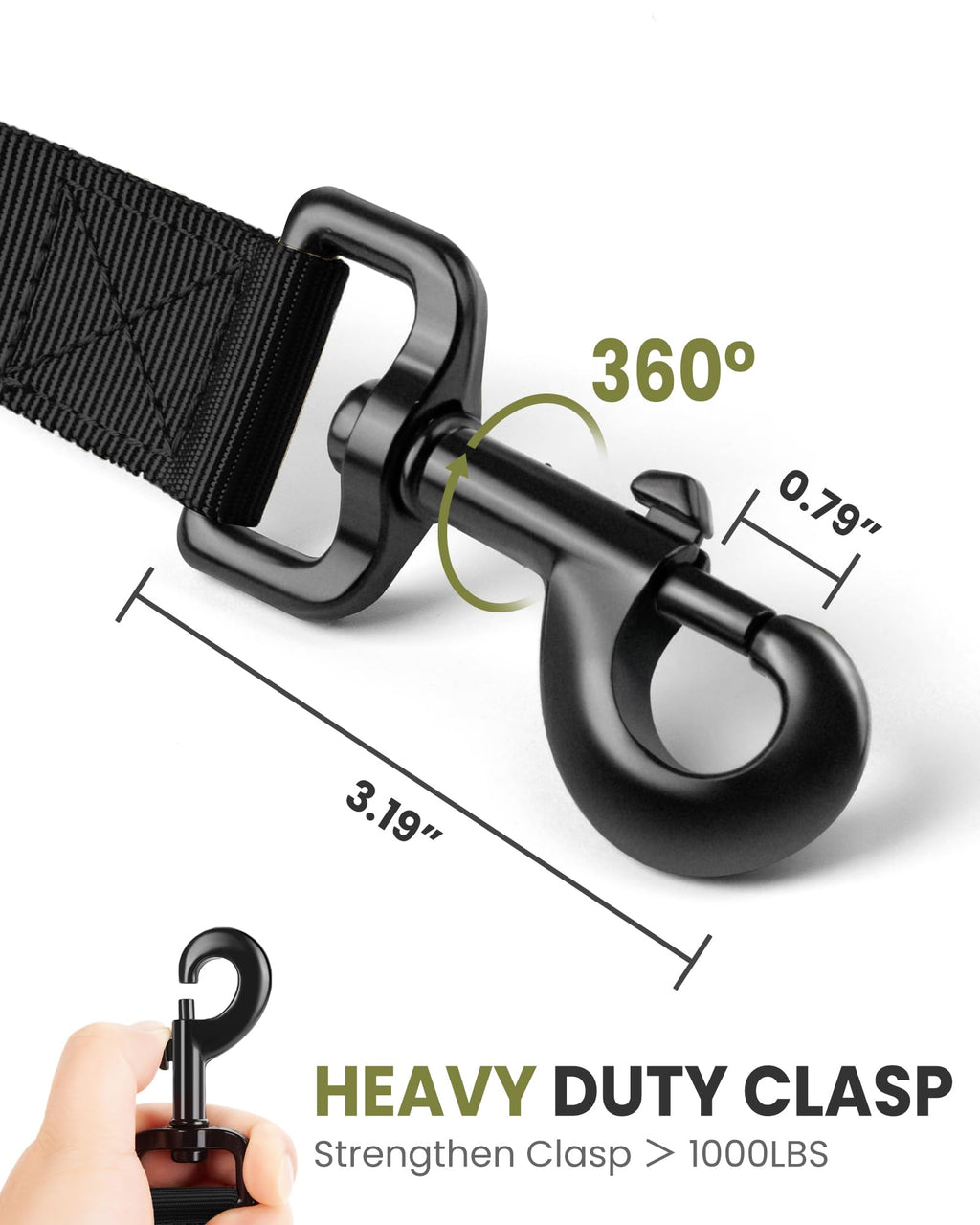 OutdoorMaster Bungee — Correa Elástica con Doble Mango Acolchado y Mosquetón 360° para Perro