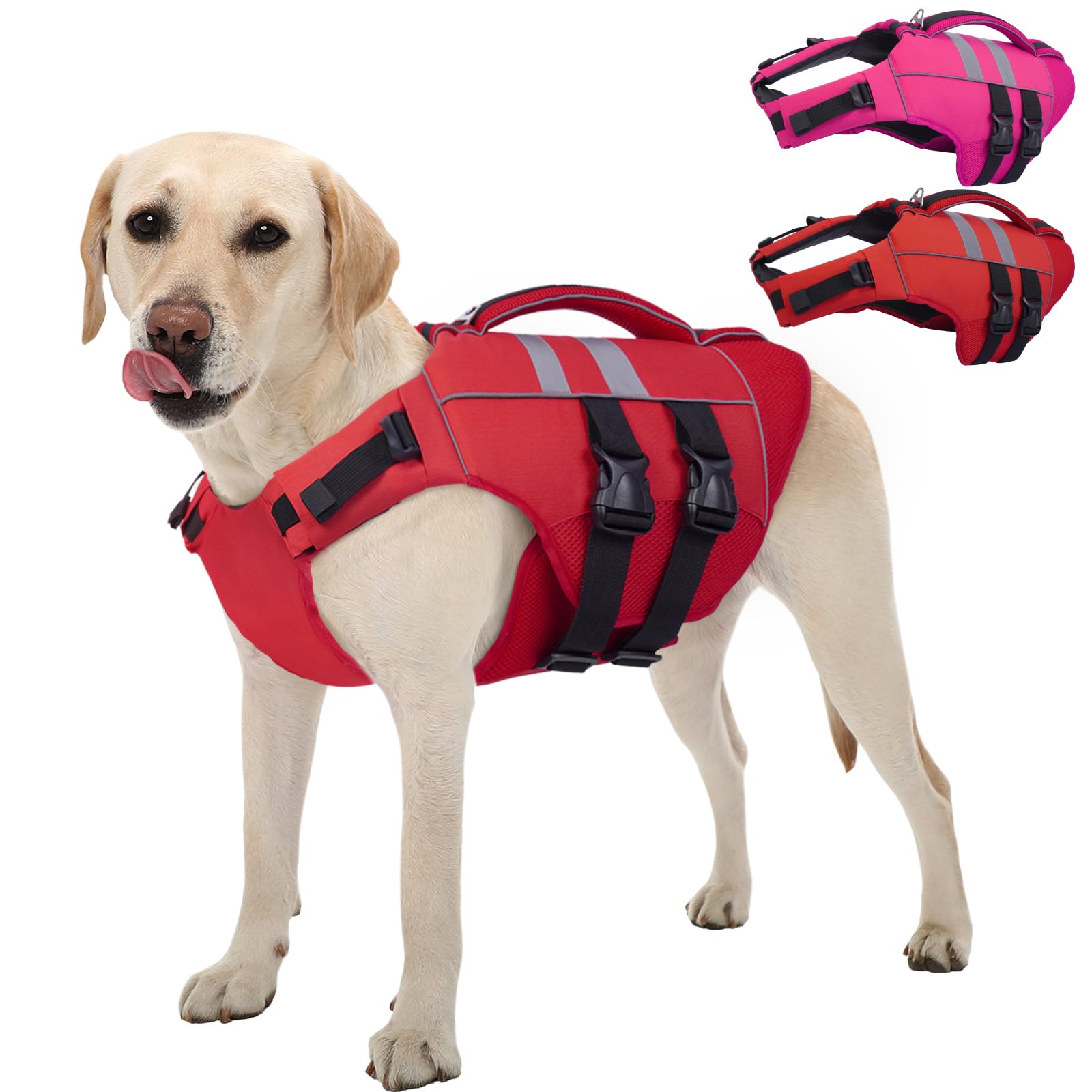 Kuoser — Chaleco Salvavidas Ajustable con Asa de Rescate y Reflectores para Perro