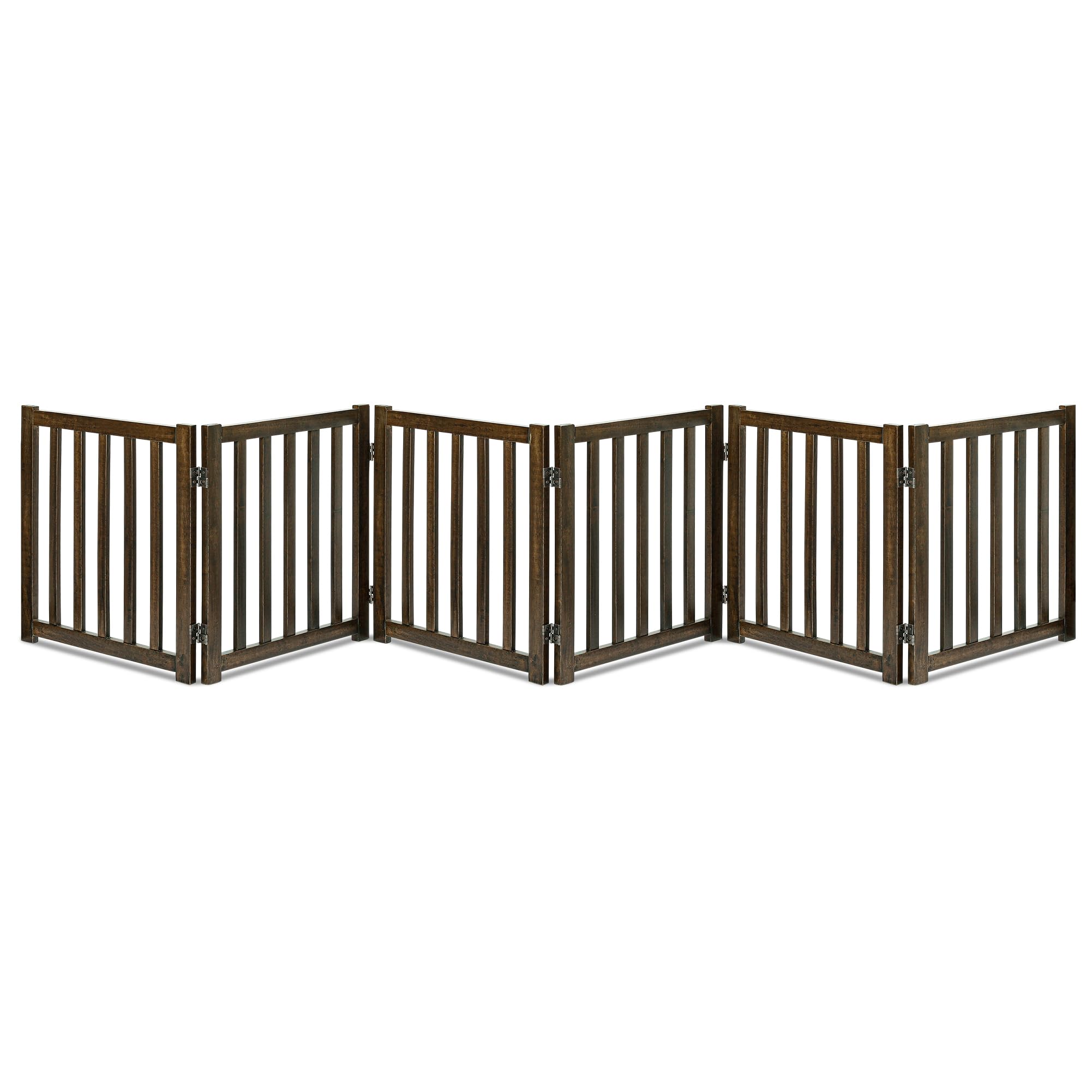 LZRS — Reja de Madera de Roble Plegable Independiente para Mascotas, Puerta de Seguridad Interior para Perros