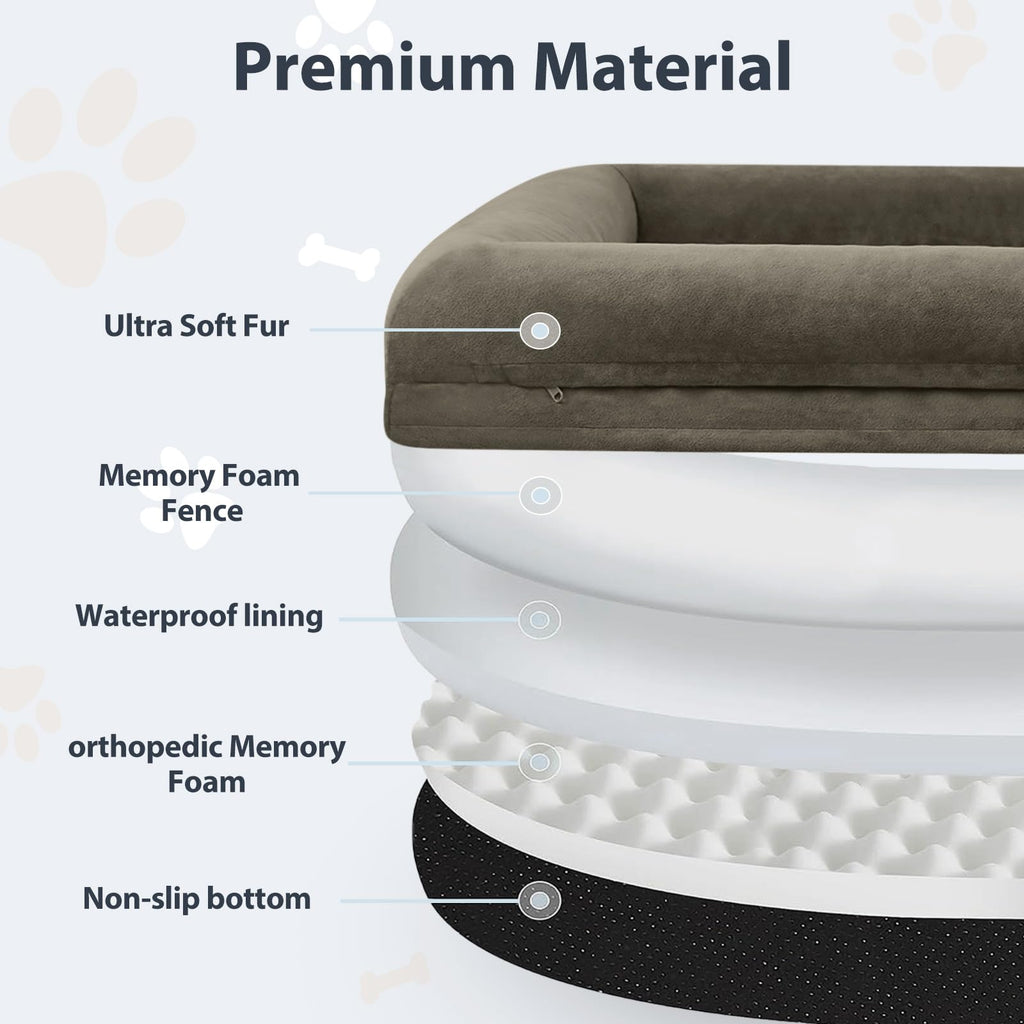 WNPETHOME — Cama Ortopédica Sofá para Perro XL con Cubierta Extraíble Impermeable y Bordes Acolchados