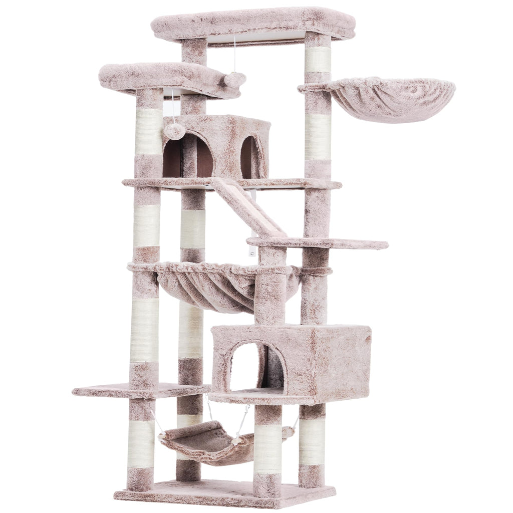 Heybly Torre para Gatos Grandes — Árbol Multinivel con Perchas Anchas, Cueva y Tablero Rascador para Gatos de hasta 9 kg