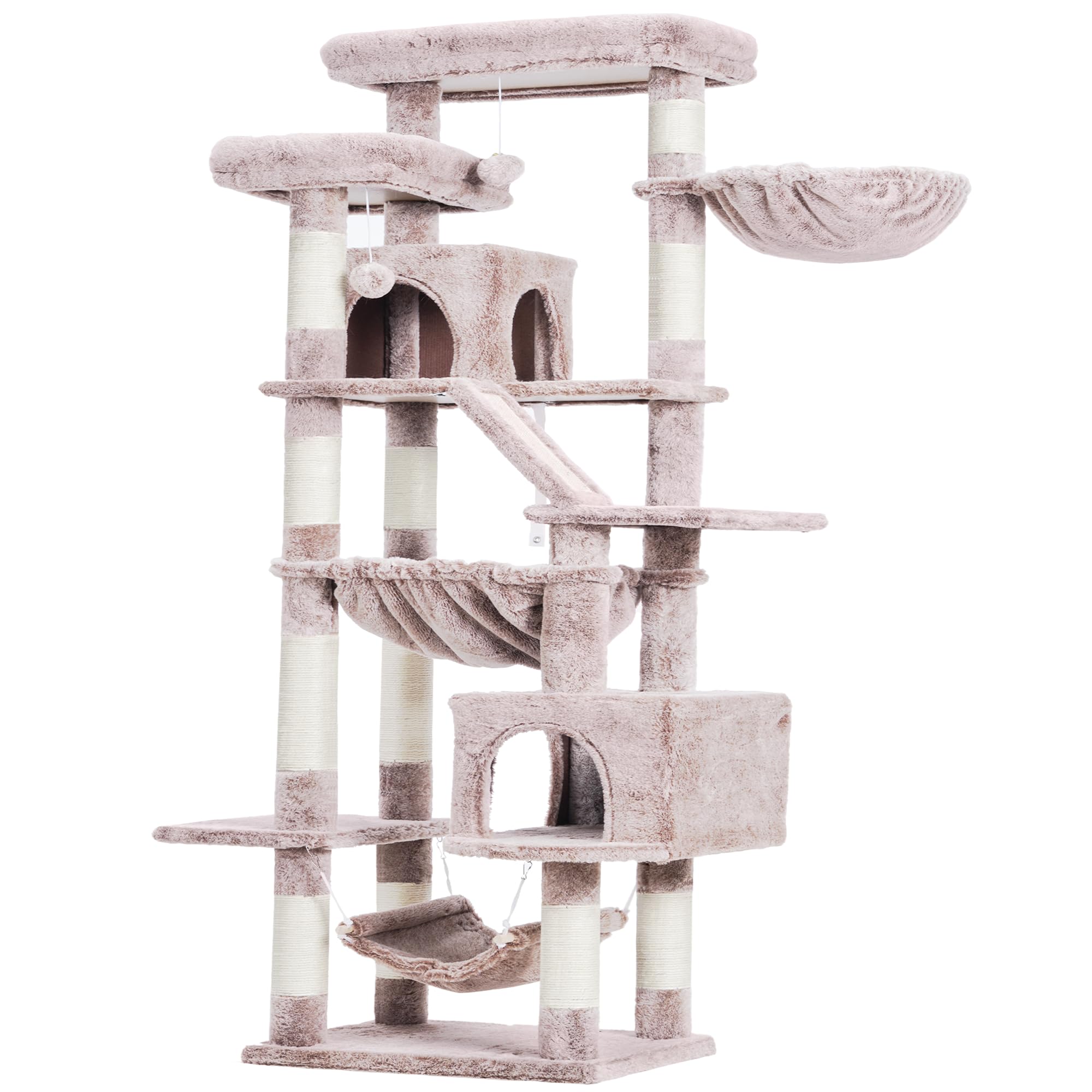 Heybly Torre para Gatos Grandes — Árbol Multinivel con Perchas Anchas, Cueva y Tablero Rascador para Gatos de hasta 9 kg
