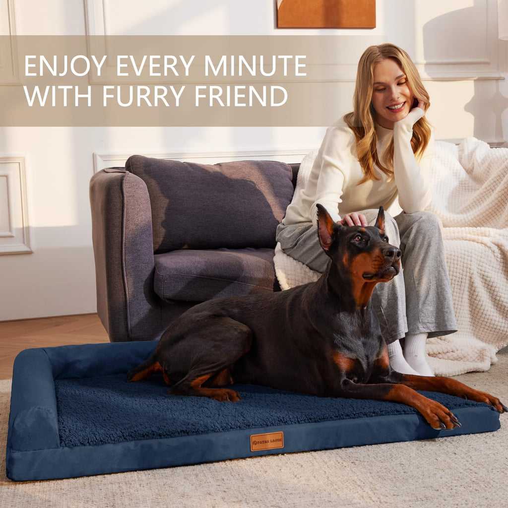 Patas Lague — Cama Ortopédica con Bolster en L y Cubierta Lavable Impermeable para Perro