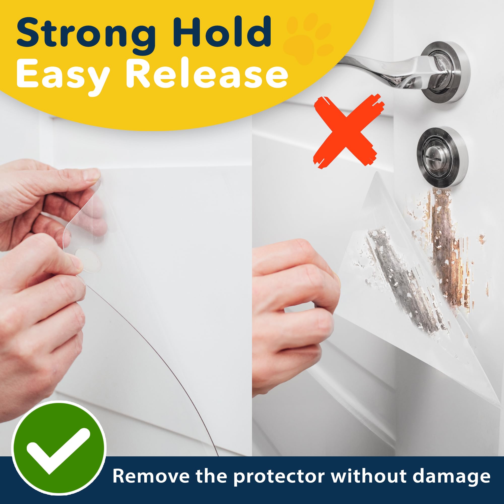 PROTECTO Heavy Duty Door Protector from Dog Scratching, Clear Door Scratch Protector, Easy & Quick to Install on Window, Wall, Screen & Sliding Doors, Cat Scratch Guard for Indoors Outdoors