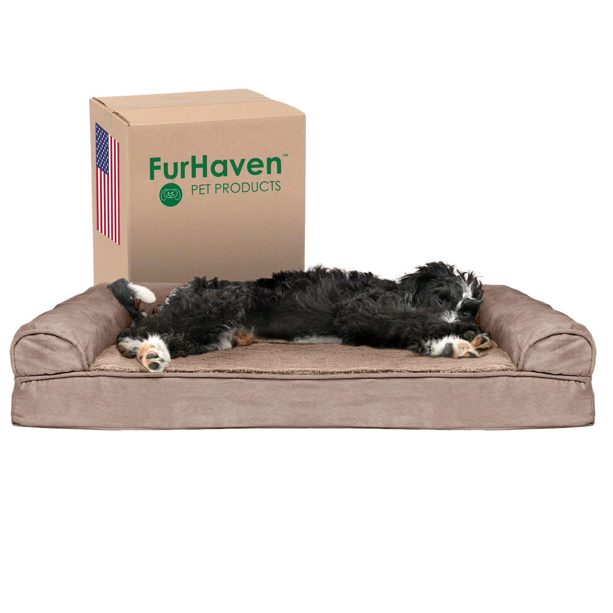 Furhaven Cooling Gel — Cama Ortopédica con Gel Refrescante, Bolsters Removibles y Cubierta Lavable para Perros Grandes