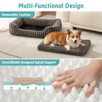 Cama Ortopédica Rectangular Lavable con Lados Elevados y Base Antideslizante — Cama Calmante para Perros y Gatos de Interior