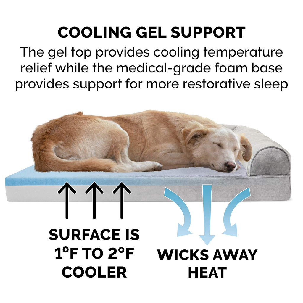 Furhaven Cooling Gel — Cama Ortopédica con Gel Refrescante, Bolsters Removibles y Cubierta Lavable para Perros Grandes