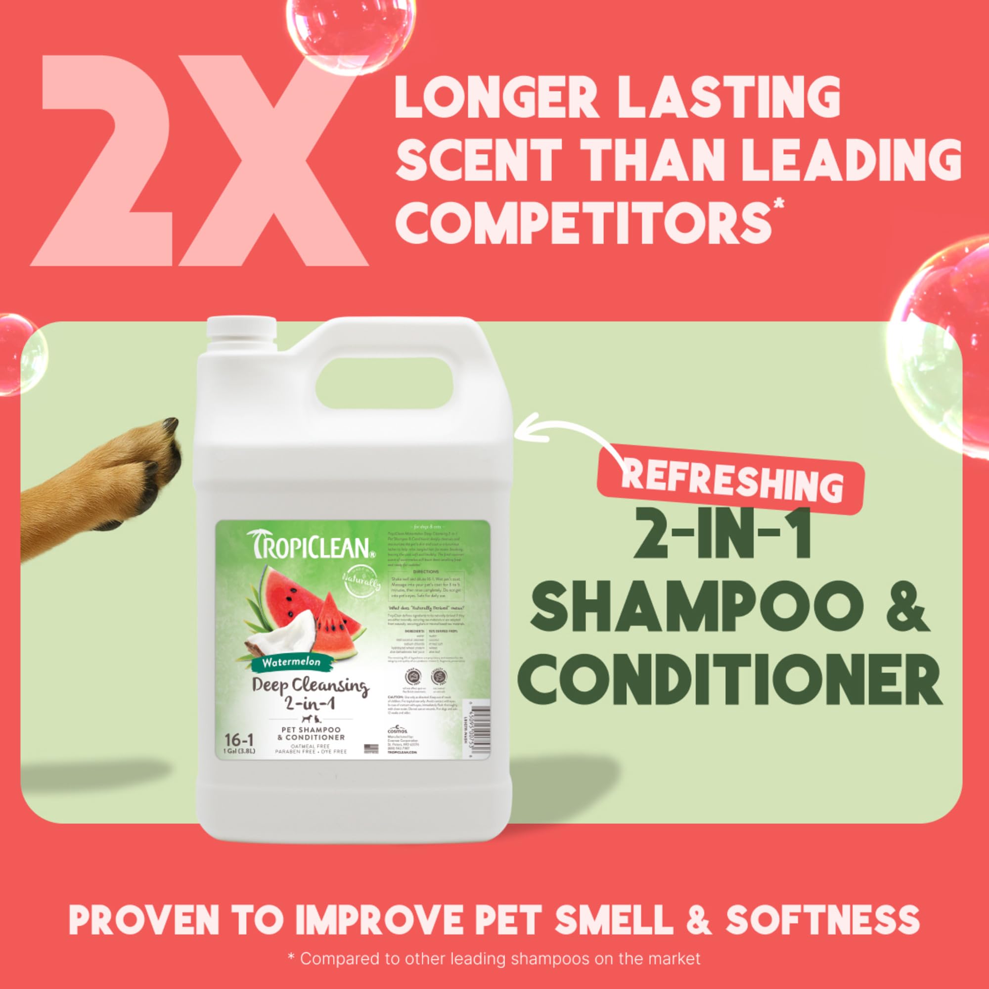 TropiClean Shampoo Galón — Shampoo Natural de Limpieza Profunda para Perros y Gatos