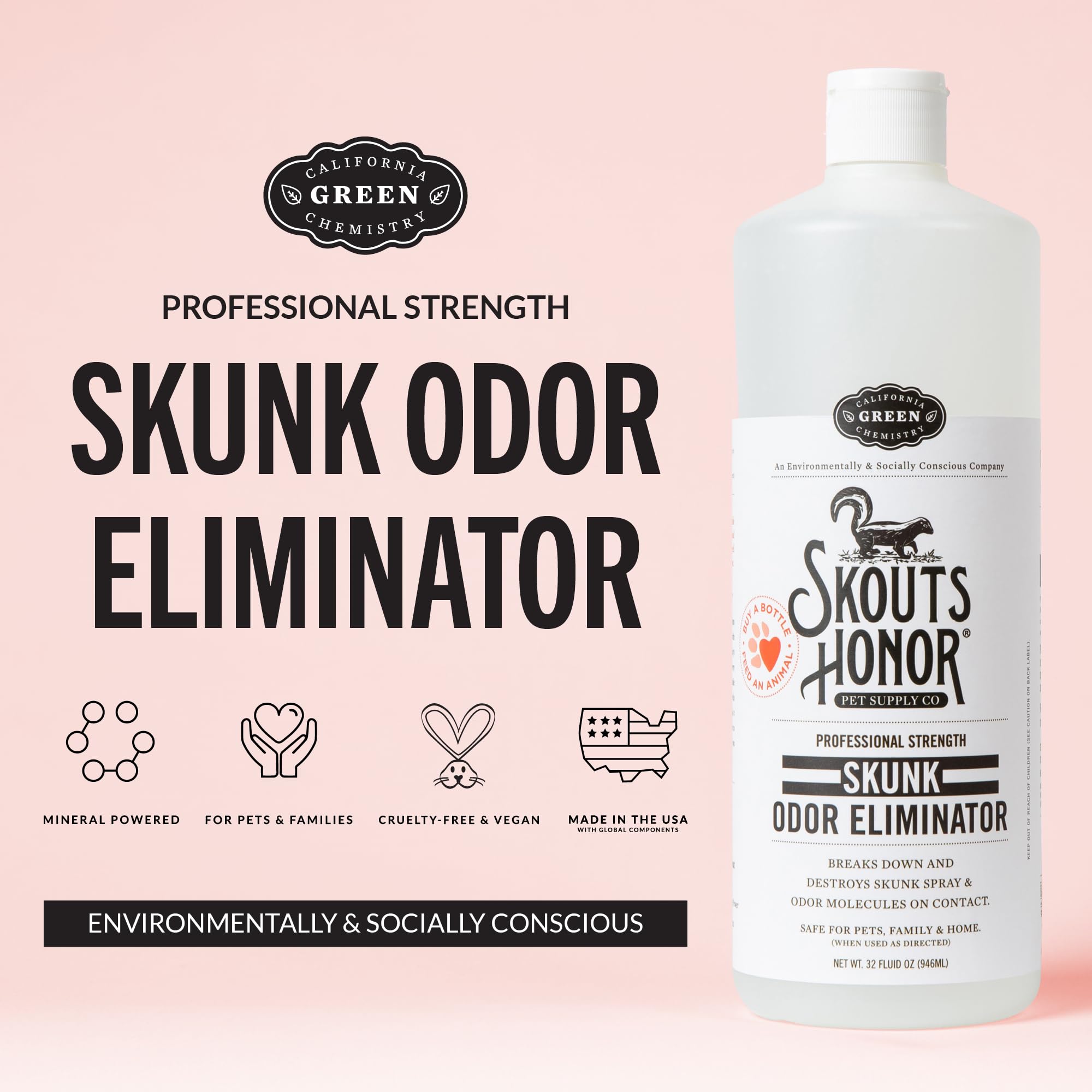 Skout's Honor Eliminador de Olores — Desodorizante de Origen Vegetal para Olores Fuertes de Mascotas, Biodegradable y Ecológico