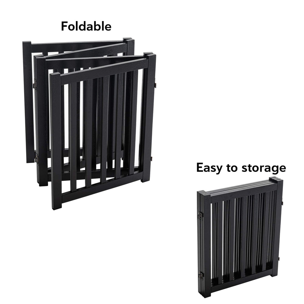 LZRS — Reja de Madera de Roble Plegable Independiente para Mascotas, Puerta de Seguridad Interior para Perros
