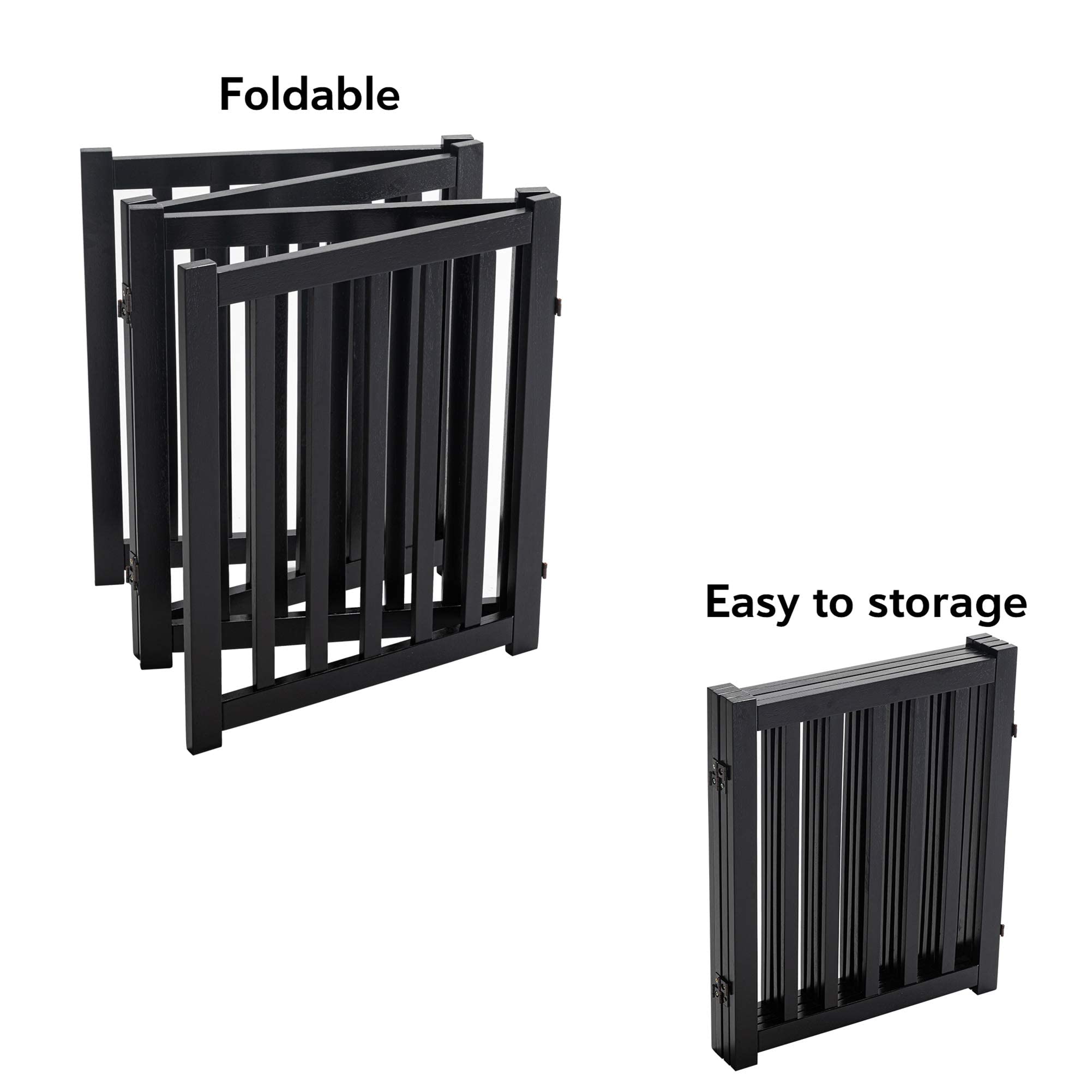 LZRS — Reja de Madera de Roble Plegable Independiente para Mascotas, Puerta de Seguridad Interior para Perros
