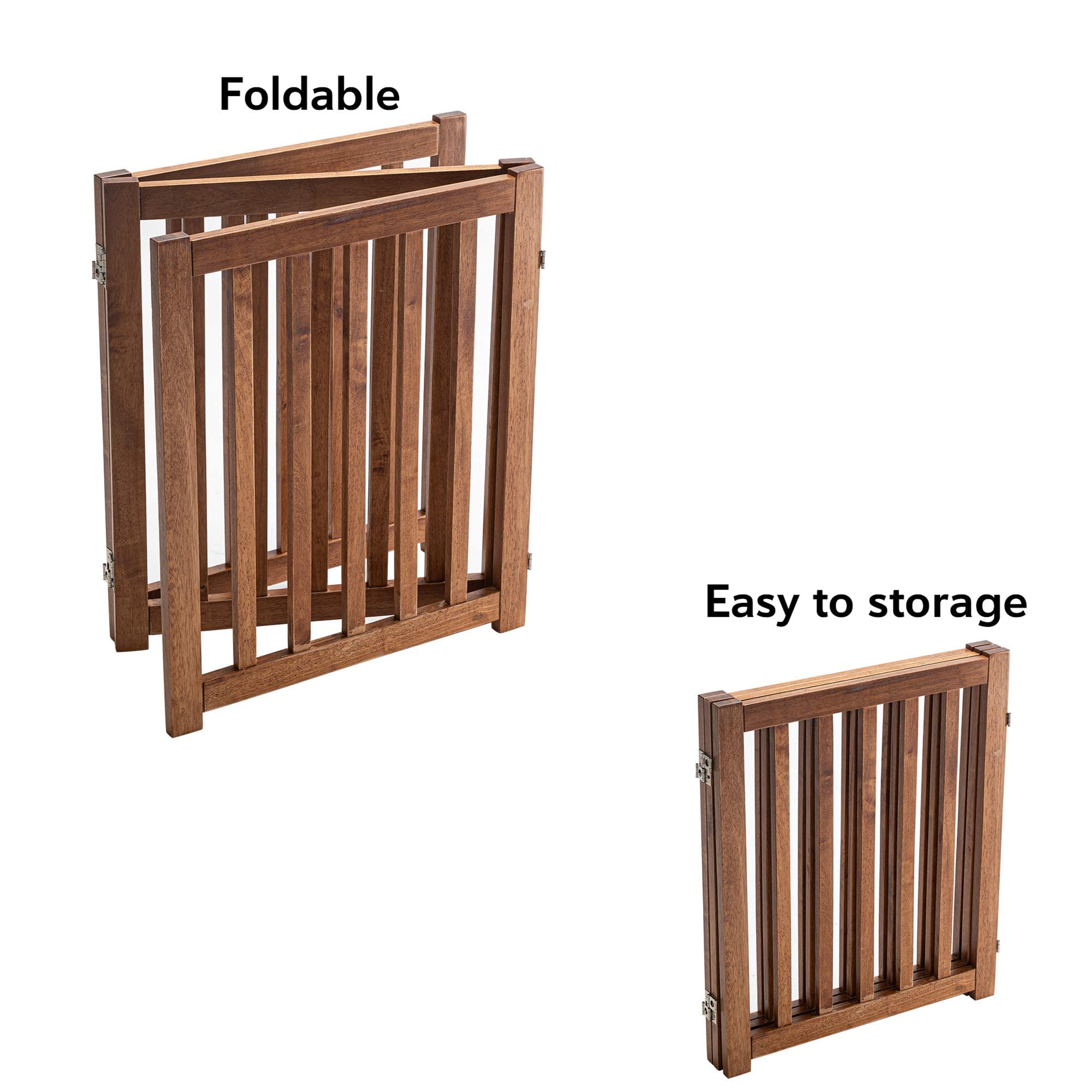 LZRS — Reja de Madera de Roble Plegable Independiente para Mascotas, Puerta de Seguridad Interior para Perros