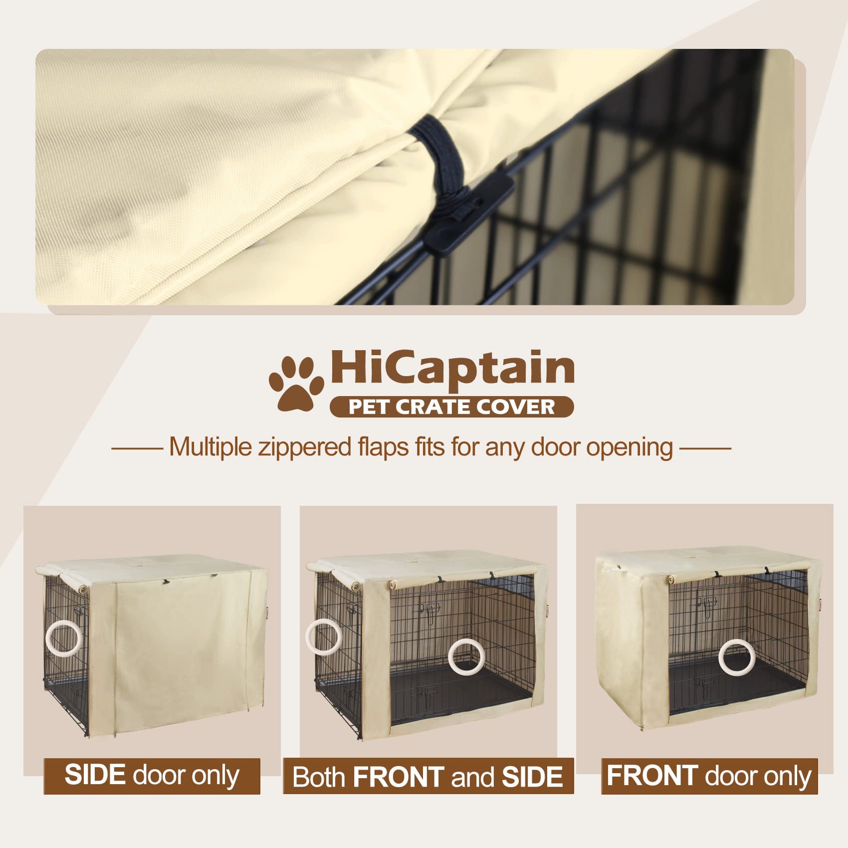 HiCaptain — Cubierta para Jaula de Perro en Poliéster 600D, Resistente al Viento y al Agua, para Uso Interior y Exterior