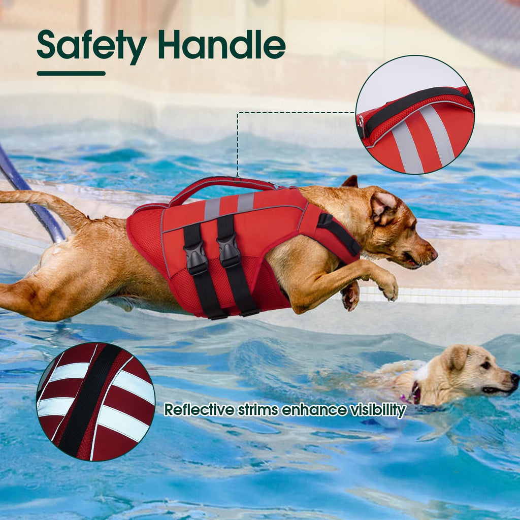 Kuoser — Chaleco Salvavidas Ajustable con Asa de Rescate y Reflectores para Perro