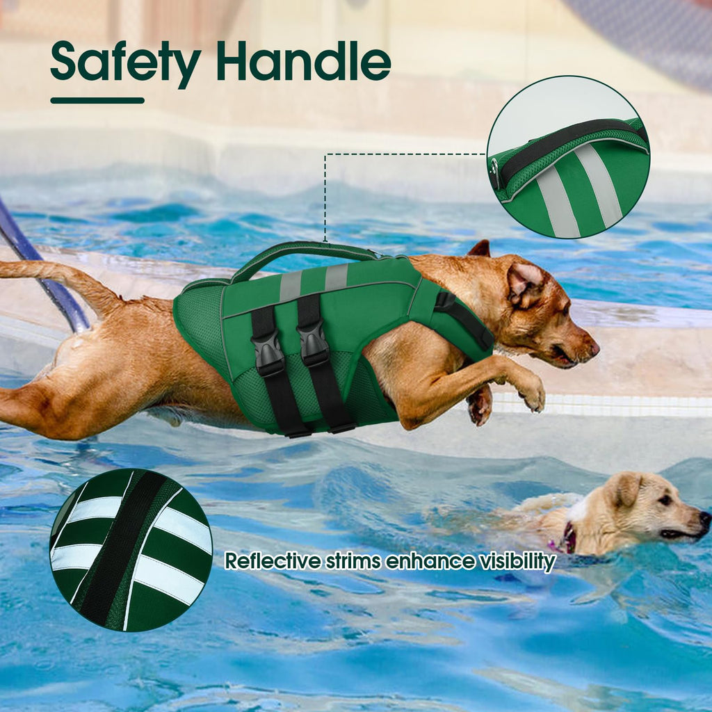 Kuoser — Chaleco Salvavidas Ajustable con Asa de Rescate y Reflectores para Perro