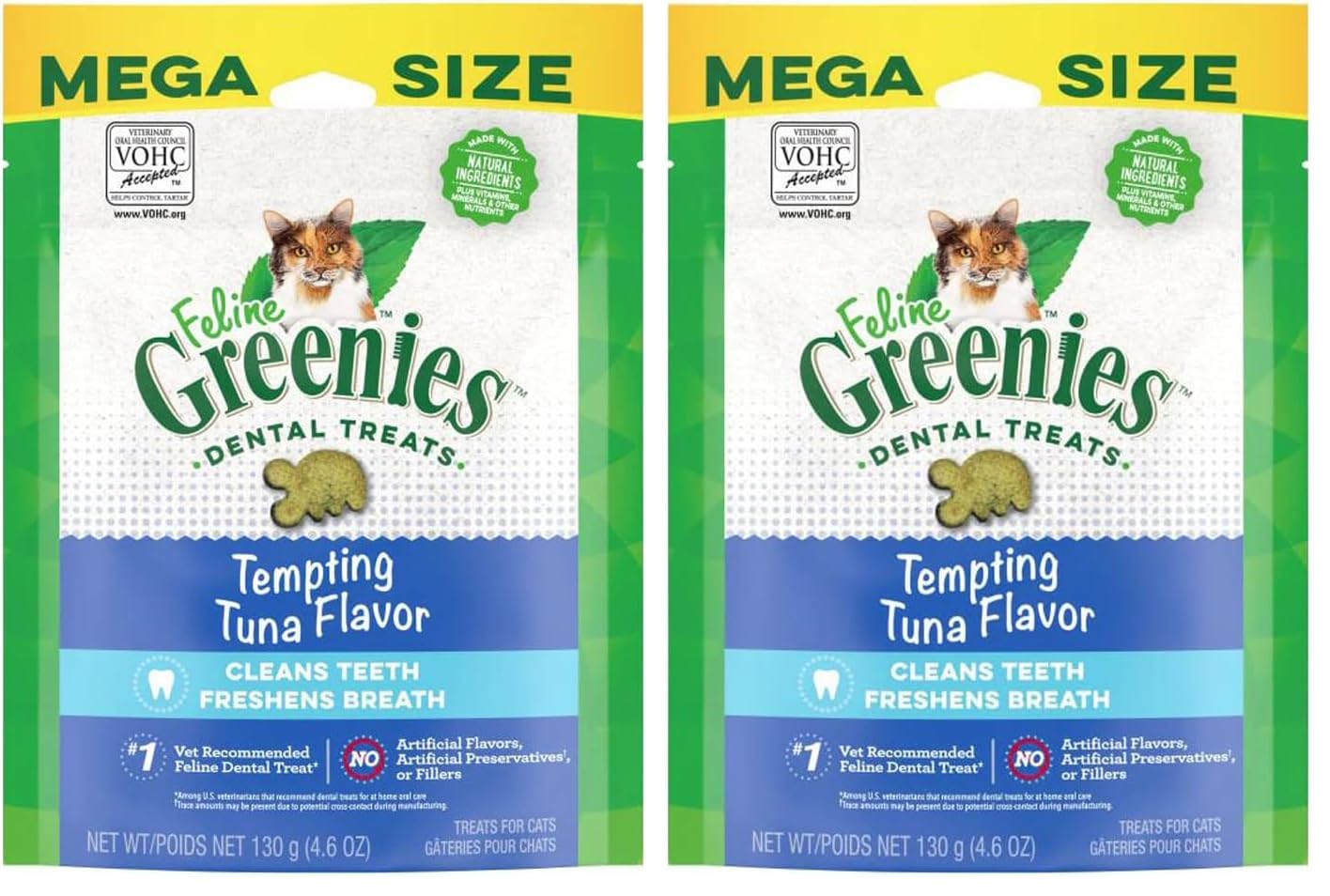 Greenies Feline — Premios Dentales Naturales para Gato Adulto, Sabor Atún Tentador