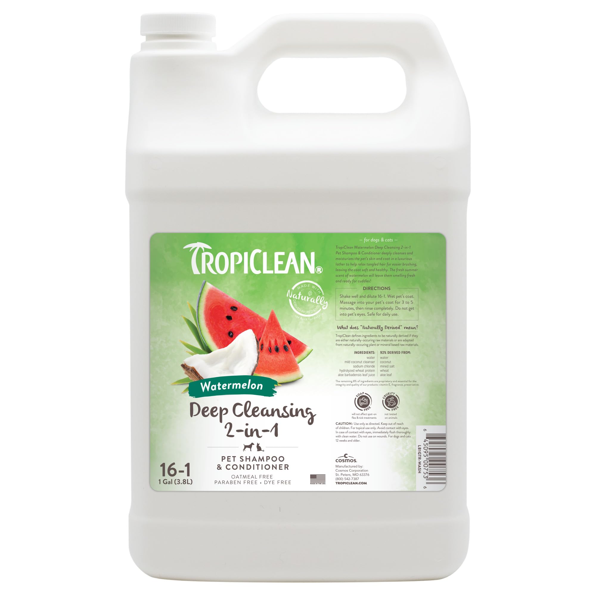 TropiClean Shampoo Galón — Shampoo Natural de Limpieza Profunda para Perros y Gatos