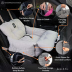Jacko & Co — Asiento de Auto Premium para Perros Pequeños y Cachorros con Correa de Seguridad, Bolsillos de Almacenamiento y Funda Lavable a Máquina