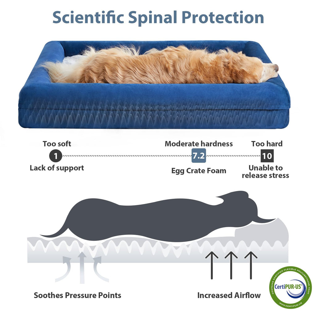 WNPETHOME — Cama Ortopédica Sofá para Perro XL con Cubierta Extraíble Impermeable y Bordes Acolchados