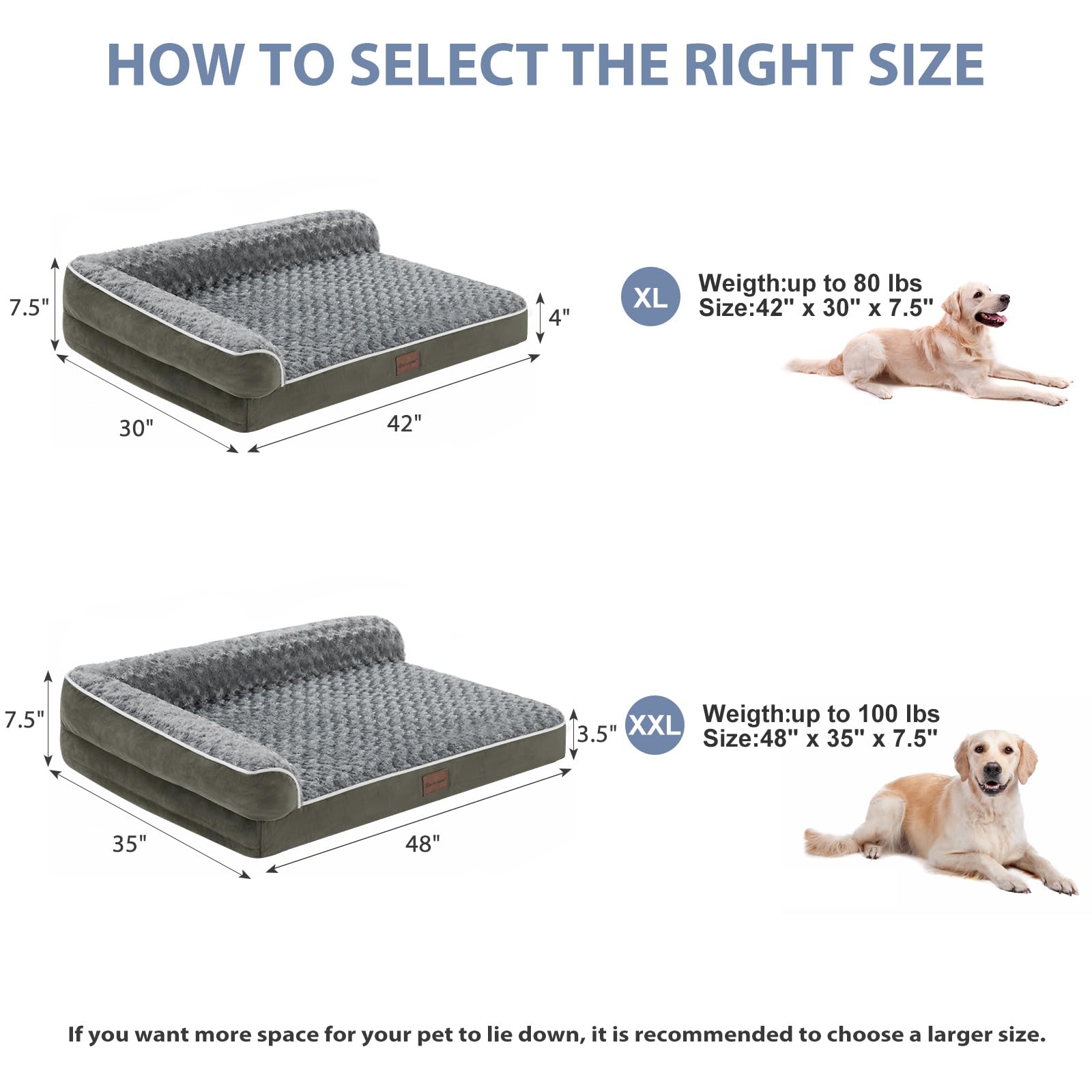 BFPETHOME — Cama Ortopédica Impermeable Estilo Sofá con Cubierta Lavable y Base Antiderrapante para Perros