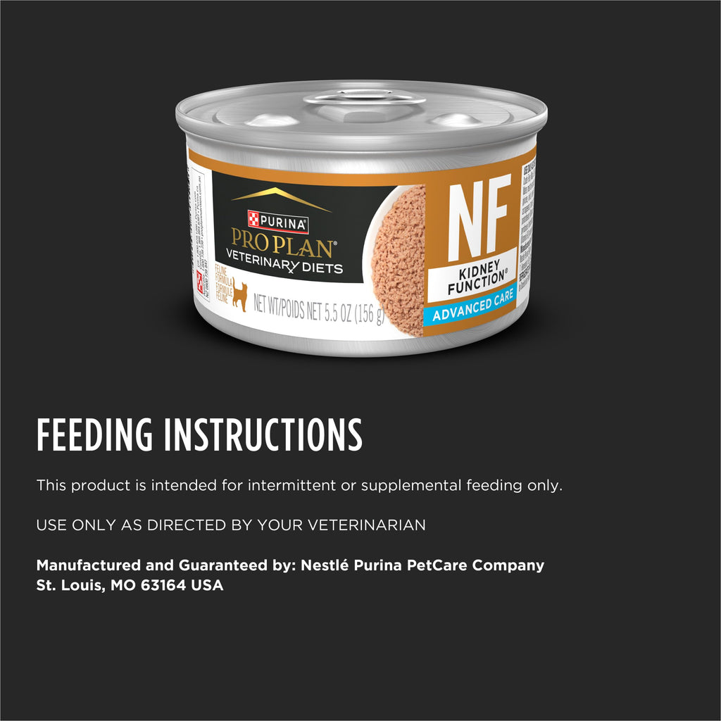 Purina Pro Plan Veterinary Diets NF Kidney Function Advanced Care — Alimento Húmedo en Paté para Gatos Adultos con Función Renal Avanzada, 24 Latas de 5.5 oz