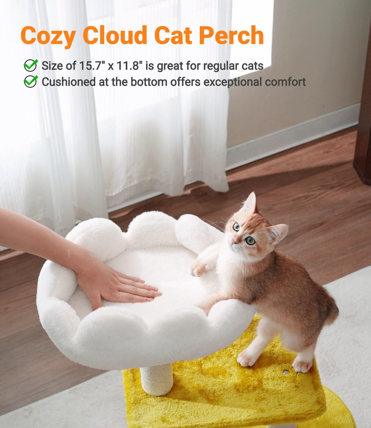 Happi N Pets Cloud — Torre Rascador con Cama, Percha y Juguetes para Gato