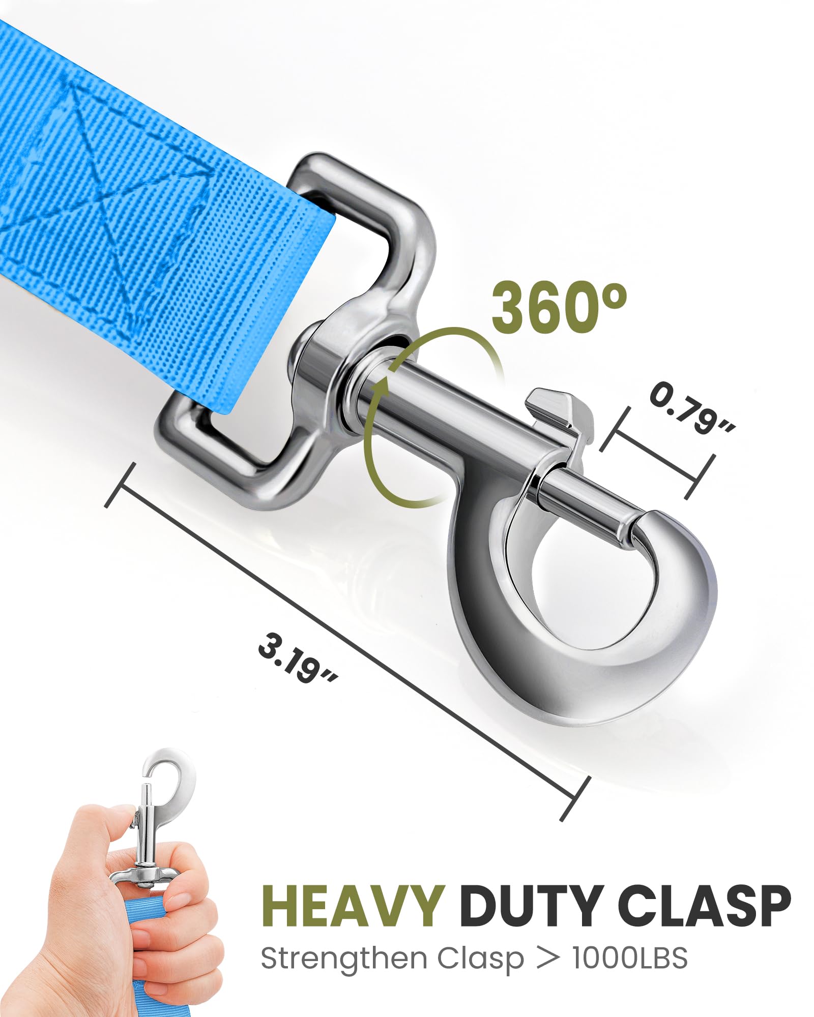 OutdoorMaster Bungee — Correa Elástica con Doble Mango Acolchado y Mosquetón 360° para Perro