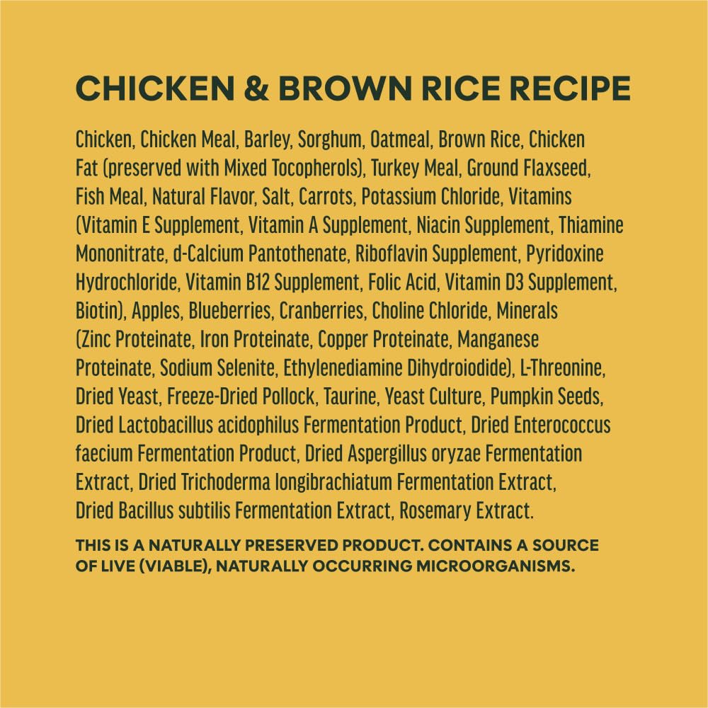 Instinct Be Natural Alimento Seco para Perros con Pollo Real y Arroz Integral — Croquetas con Cobertura de Raw Congelado, Bolsa 25 lb (11.3 kg)