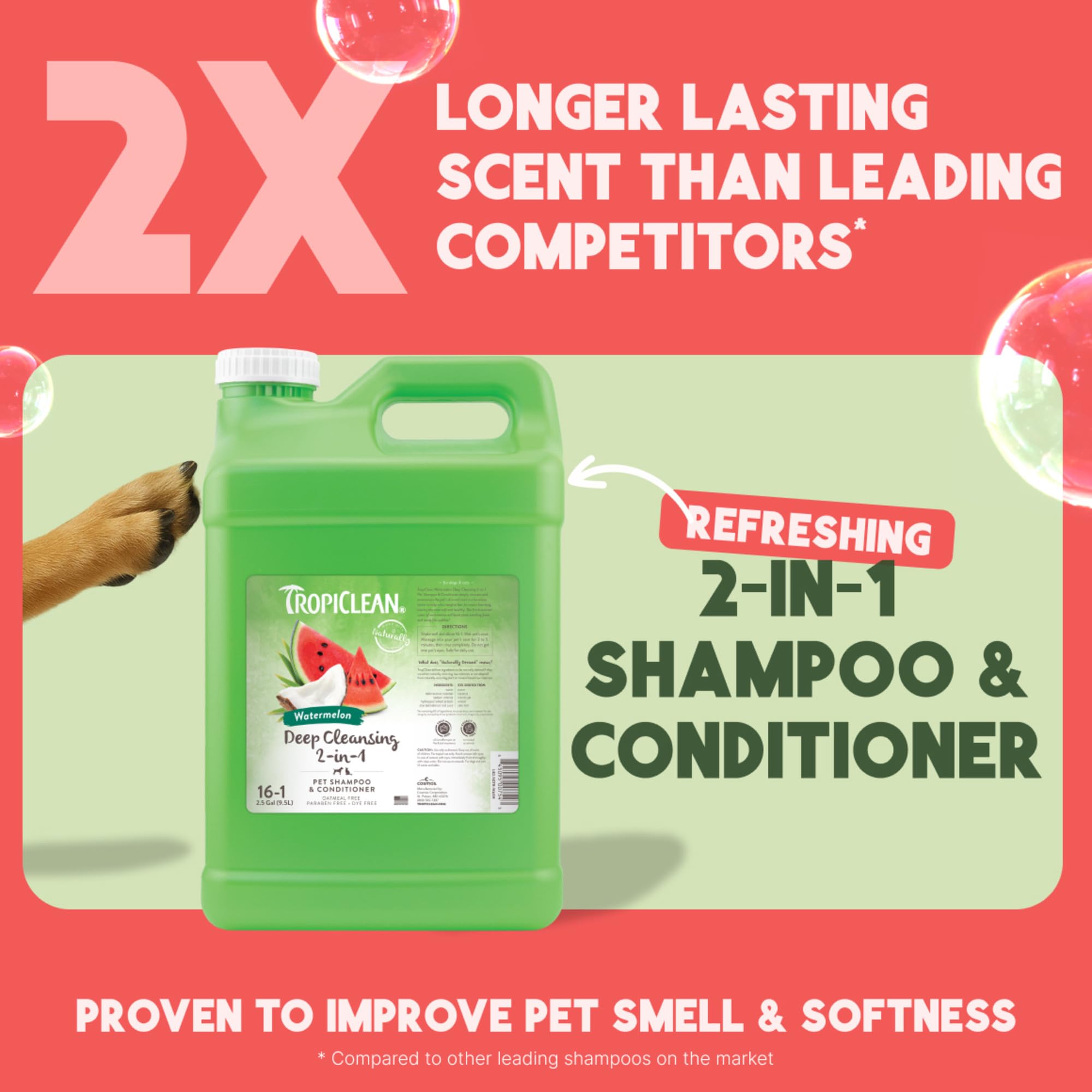 TropiClean Shampoo Galón — Shampoo Natural de Limpieza Profunda para Perros y Gatos