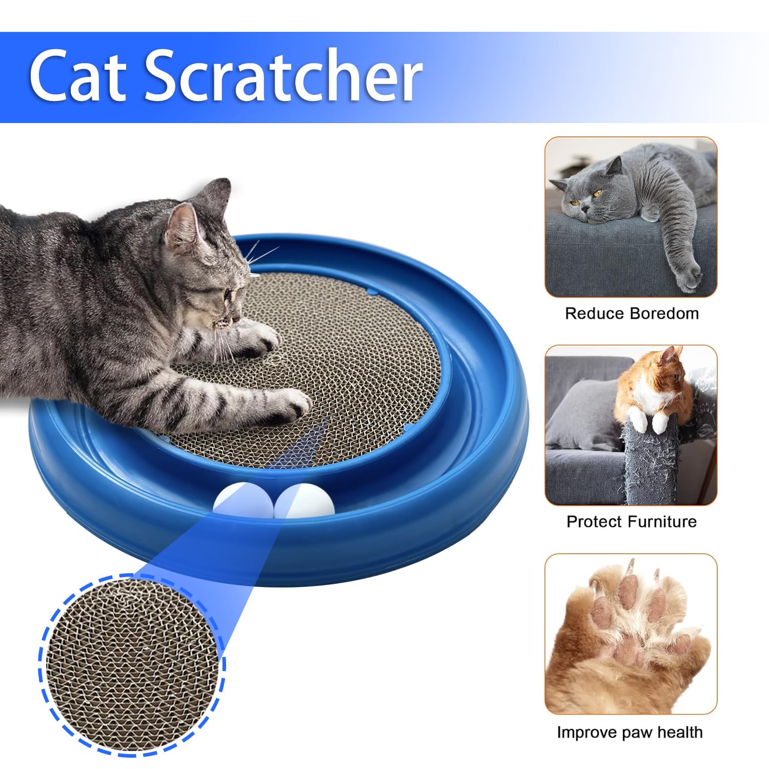 LYCTDD — Rascador Interactivo con Pista de Bolas y Tablero Rascador para Gatos Adultos y Gatitos de Interior