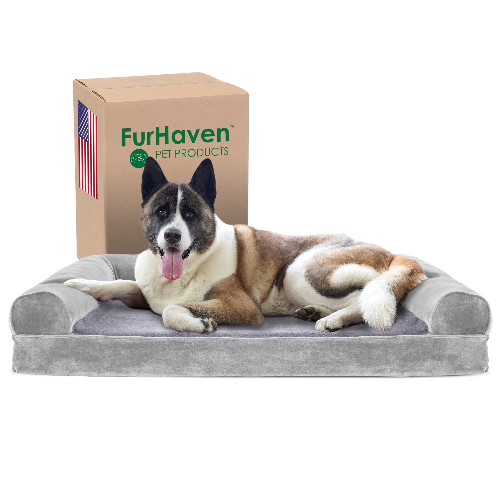 Furhaven Cooling Gel — Cama Ortopédica con Gel Refrescante, Bolsters Removibles y Cubierta Lavable para Perros Grandes