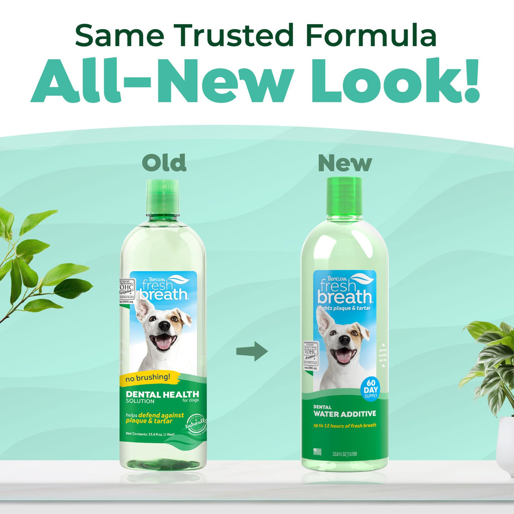 TropiClean Fresh Breath — Aditivo Dental para Agua, Limpieza de Dientes y Aliento Fresco para Perros