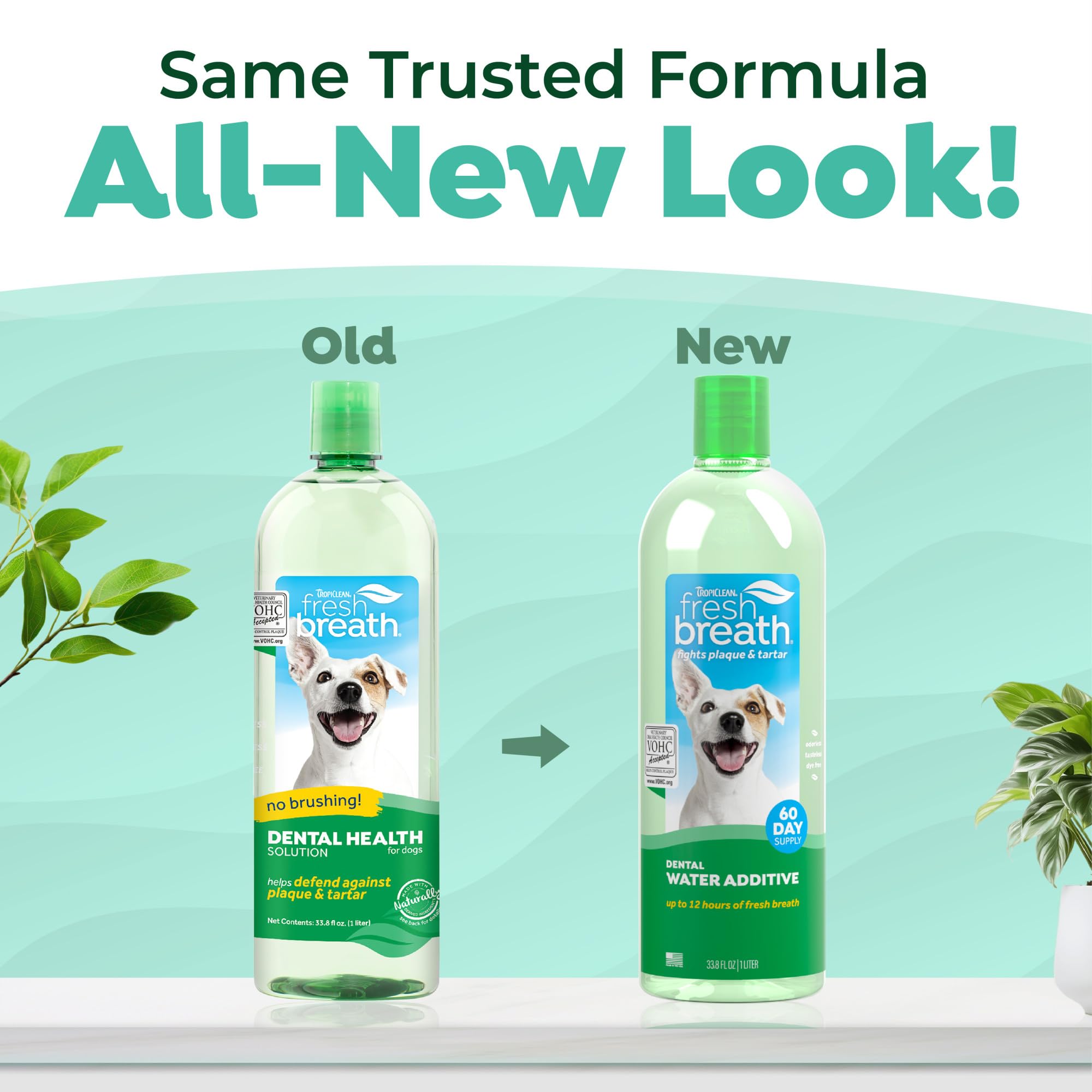 TropiClean Fresh Breath — Aditivo Dental para Agua, Limpieza de Dientes y Aliento Fresco para Perros