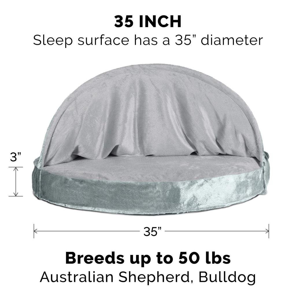 Furhaven Replacement Dog Bed Cover Sherpa & Suede Snuggery, Machine Washable - Blue, 26-inch