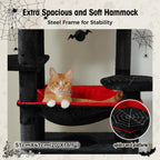 PAWZ Road 72-81 Inches Large Cat Tree, Tall Cat Tower with Large Mental Hammock for Indoor Cats Adults,7 Sisal-Covered Scratching Posts, 2 Padded Perches, Condos, and Basket