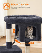 Feandrea — Torre Rascador para Gatos con Condo, Perchas y Postes de Sisal