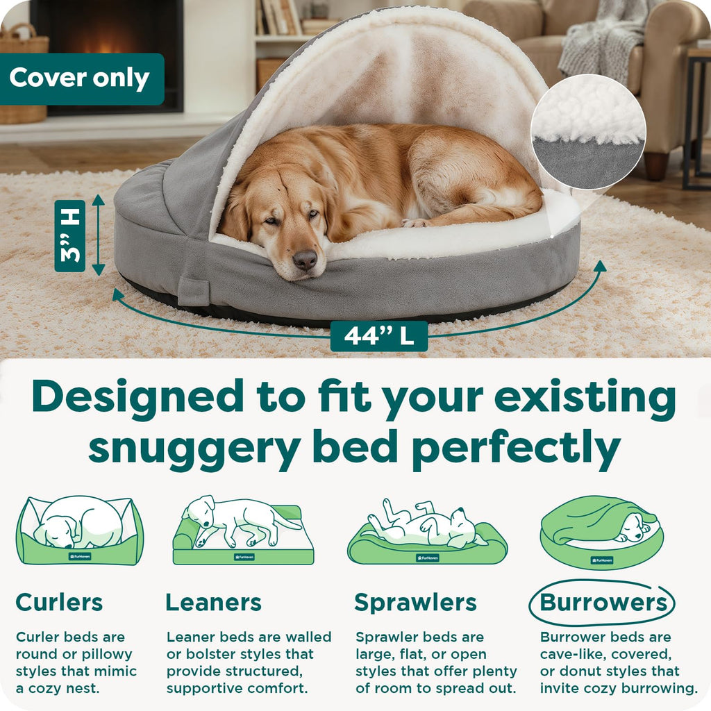 Furhaven Replacement Dog Bed Cover Sherpa & Suede Snuggery, Machine Washable - Blue, 26-inch