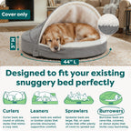 Furhaven Replacement Dog Bed Cover Sherpa & Suede Snuggery, Machine Washable - Blue, 26-inch