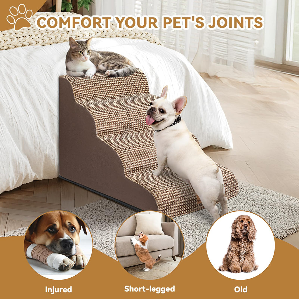 Zerbuger — Escalera y Rampa de Espuma para Perros y Gatos — Escalones Antideslizantes para Cama, Sofá y Silla