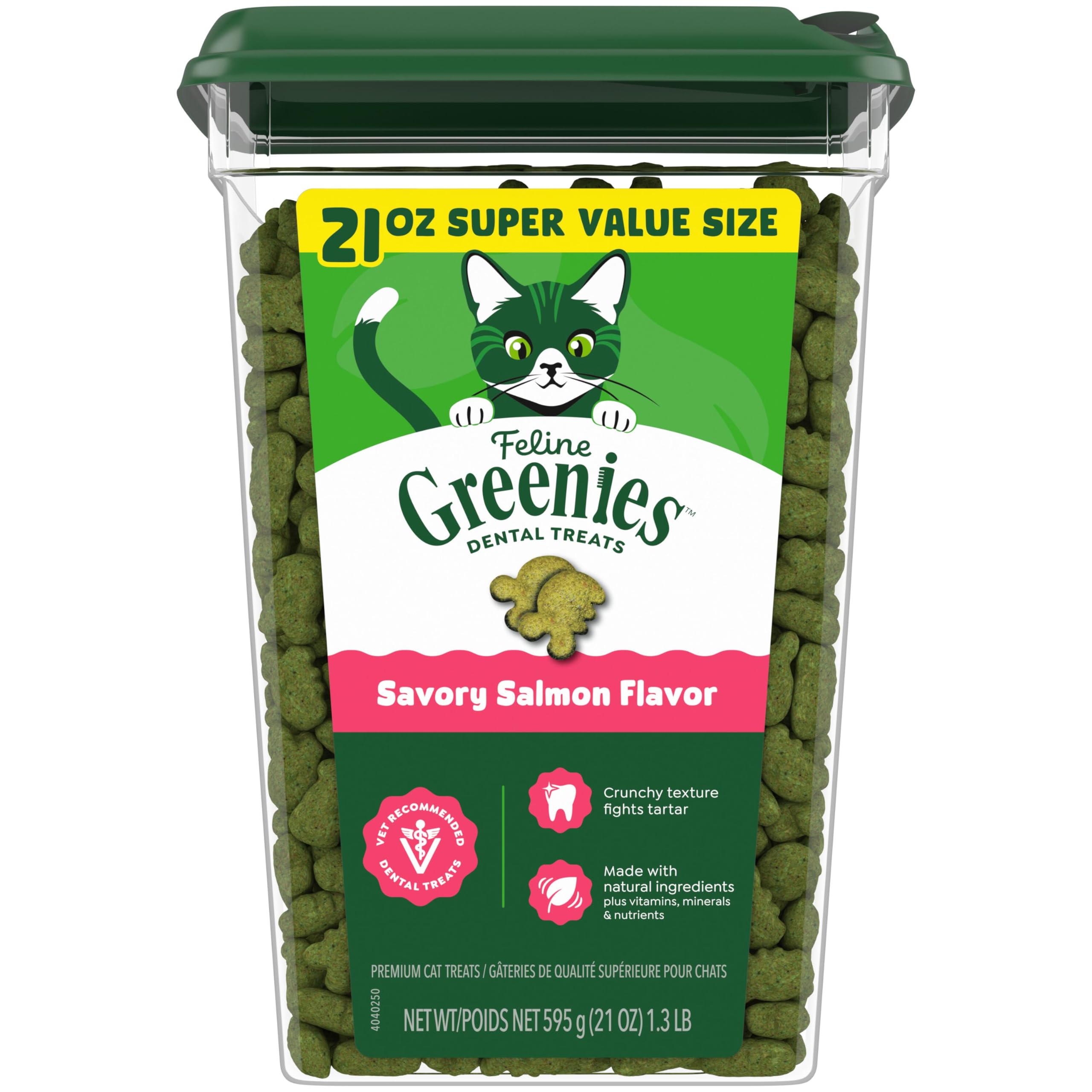 Greenies Feline Adult — Premios Dentales con Sabor a Salmón para Gato Adulto