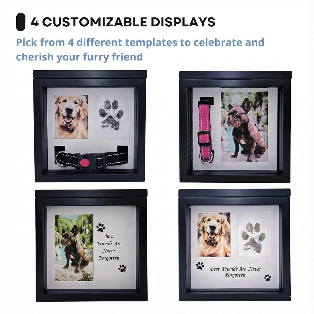 OtterPets — Urna Memorial para Cenizas de Mascotas con 4 Tipos de Exhibición, Kit de Huella y Bolsa de Franela para Perros y Gatos