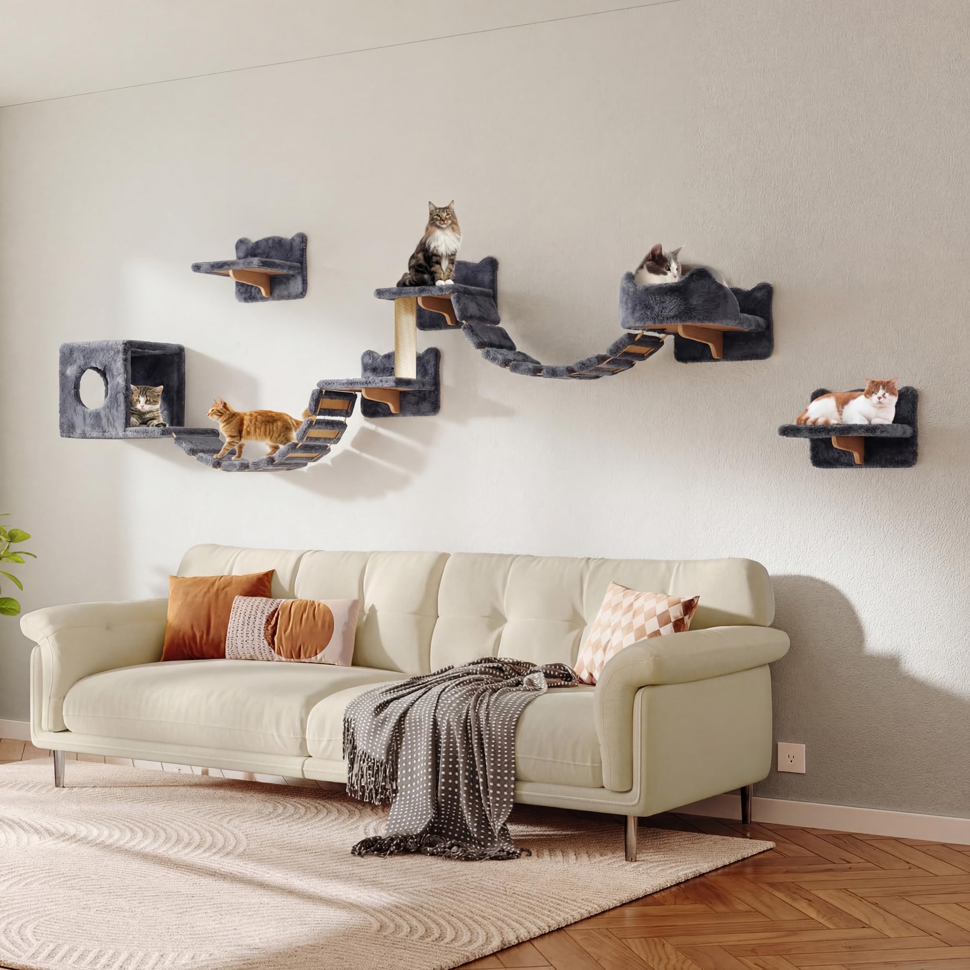 Homiflex — Repisas de Pared para Gatos, Mueble Escalador Montado en Pared para Felinos