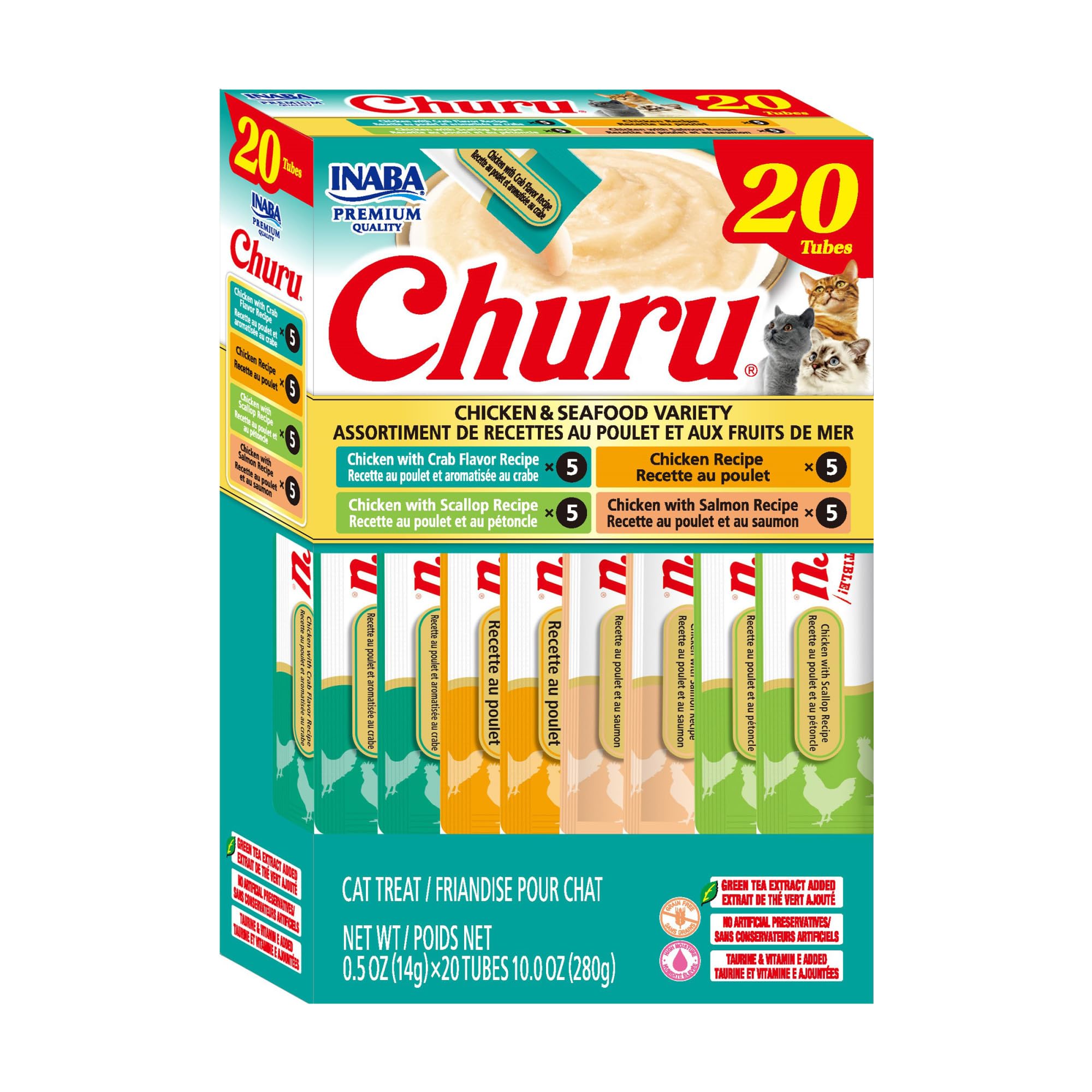 INABA Churu — Snack Cremoso Lickable sin Granos con Vitamina E y Taurina para Gato