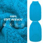 Suéter Tejido Térmico con Cuello Alto para Perros — Jersey Clásico de Punto Cable Cálido para Cachorros y Gatos Pequeños, Medianos y Grandes
