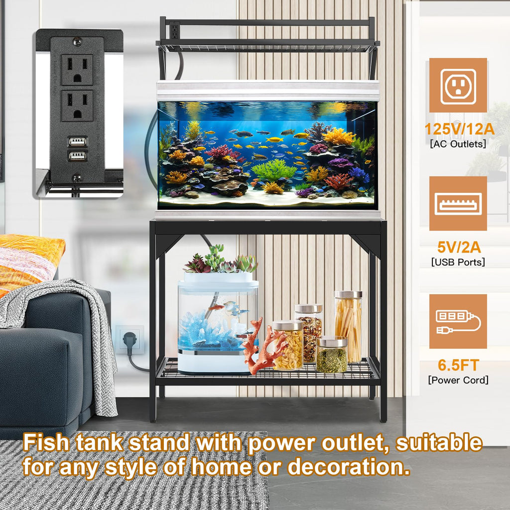 SFESGRER — Soporte para Acuario de 150-190 Litros con Estación de Carga — Mueble Metálico Resistente para Pecera o Terrario de Reptiles