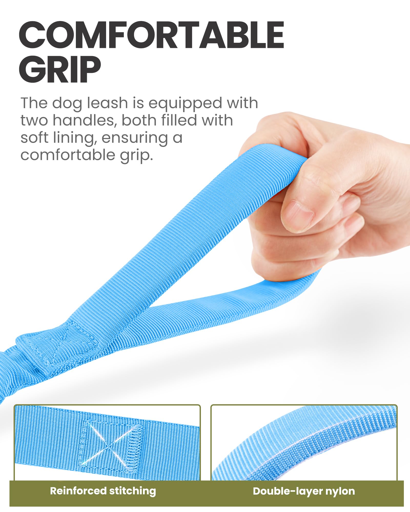 OutdoorMaster Bungee — Correa Elástica con Doble Mango Acolchado y Mosquetón 360° para Perro