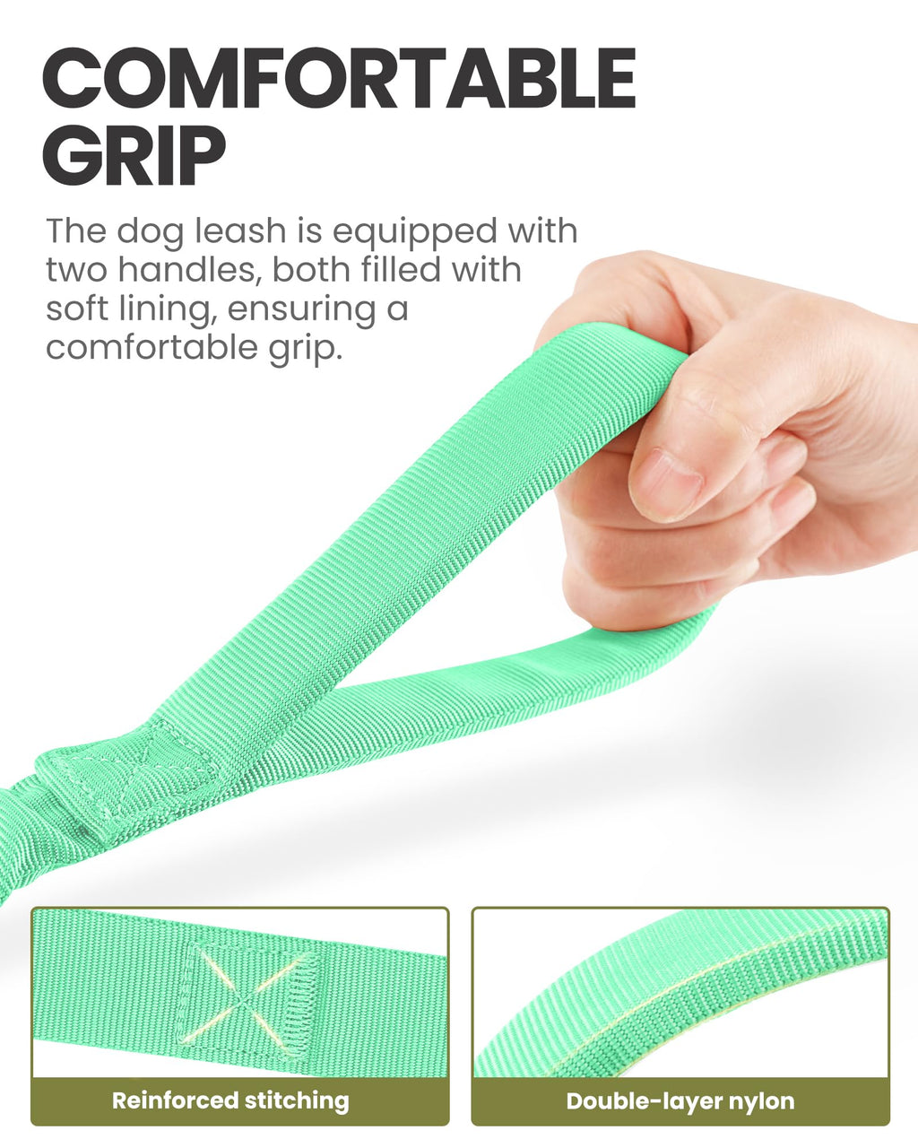OutdoorMaster Bungee — Correa Elástica con Doble Mango Acolchado y Mosquetón 360° para Perro