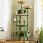 PAWZ Road 72-81 Inches Large Cat Tree, Tall Cat Tower with Large Mental Hammock for Indoor Cats Adults,7 Sisal-Covered Scratching Posts, 2 Padded Perches, Condos, and Basket