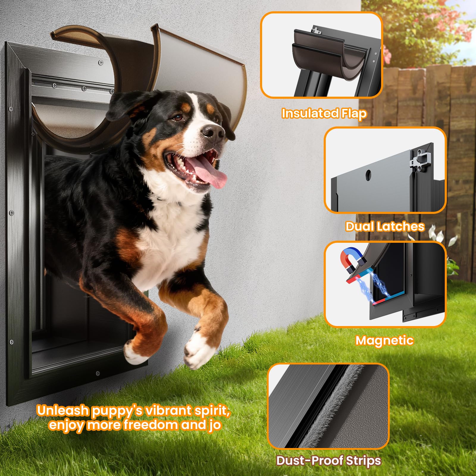 VOSOIR — Puerta para Perros en Pared — Gatera de Instalación en Muro para Perros