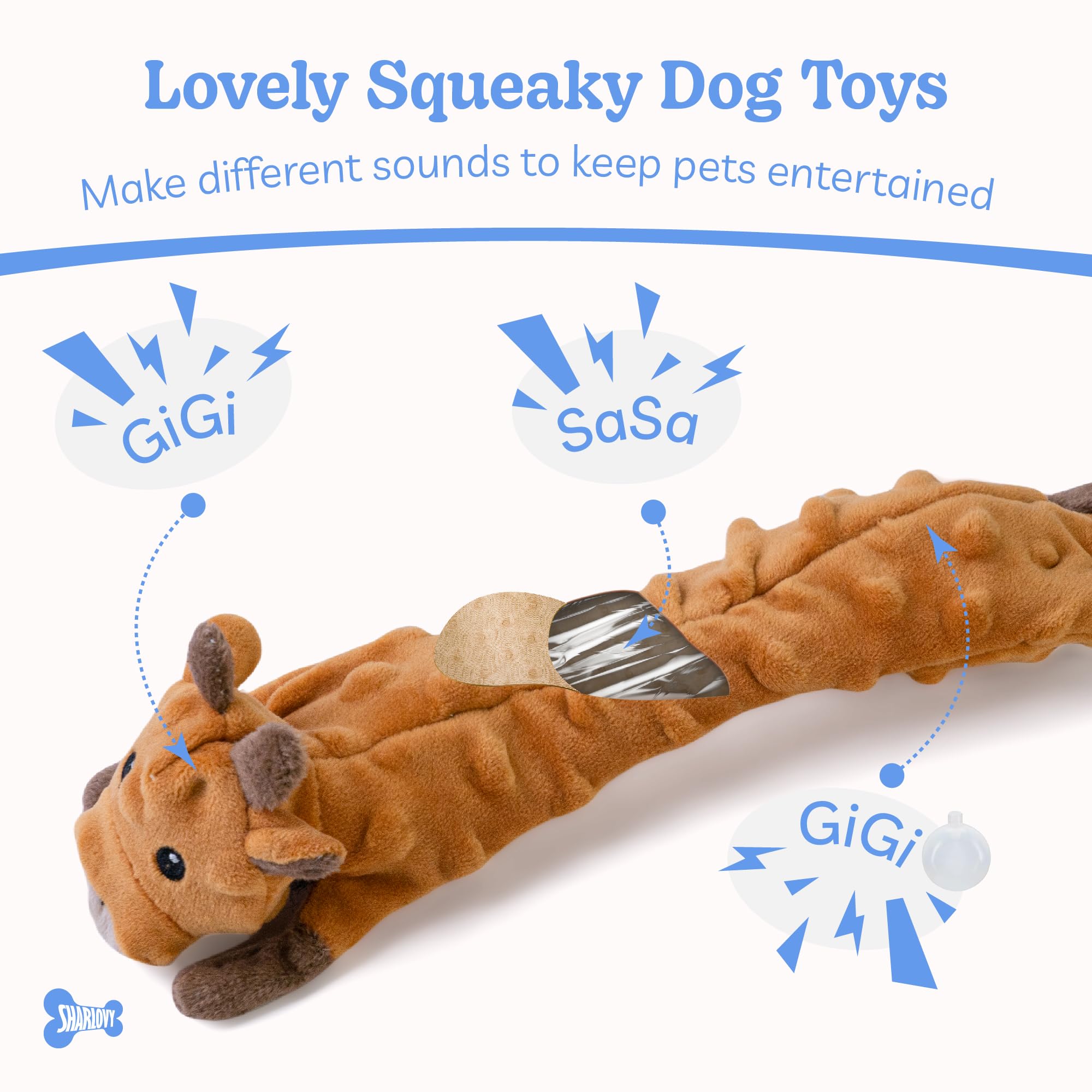 SHARLOVY Bubble Plush — Juguetes de Peluche Chirriantes y Crujientes sin Relleno para Perro